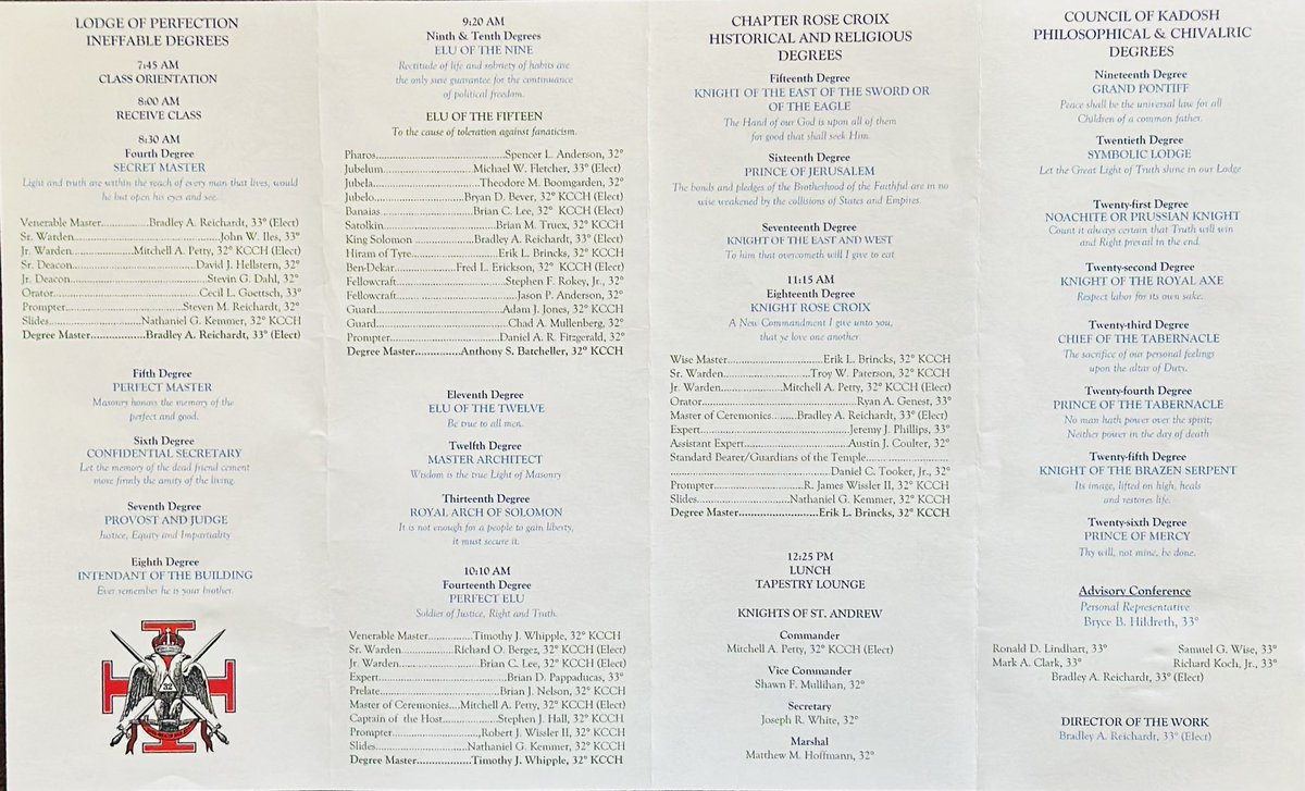toddjacobus's tweet image. Scottish Rite Valley of Des Moines Summer 1-day reunion today - honoring Brother Ronald Hicks 32° KCCH & Brother Thomas Megel 32° KCCH - will raise 7 Scottish Rite Masons. Great organization making good men better. #ScottishRite #Freemasons #Freemasonry #Masonry