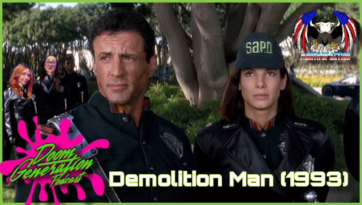 DoomGenPod's tweet image. Get defrosted and reserve a butt-side table for continued cocaine disrespect, the eradication of diarrhea, skinny eyebrows and Nicole goatse-ing the future.
Break out the seashells for a lil' 3 turd Monty, it's Demolition Man, NOW on Doom Generation!
