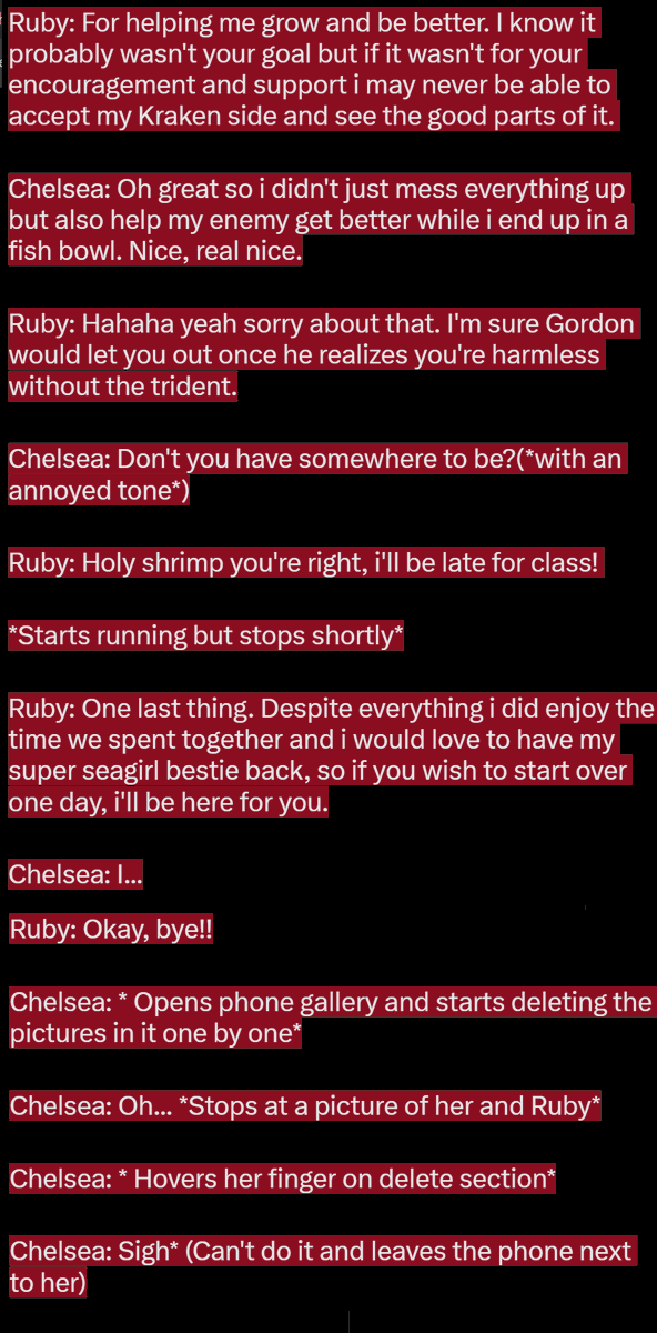 Froggy_doodles's tweet image. If i were the one in charge of a Ruby Gillman sequel this would be how i'd start it. It's really not that hard to save Chelsea's character and end the Nerissa twist nonsense