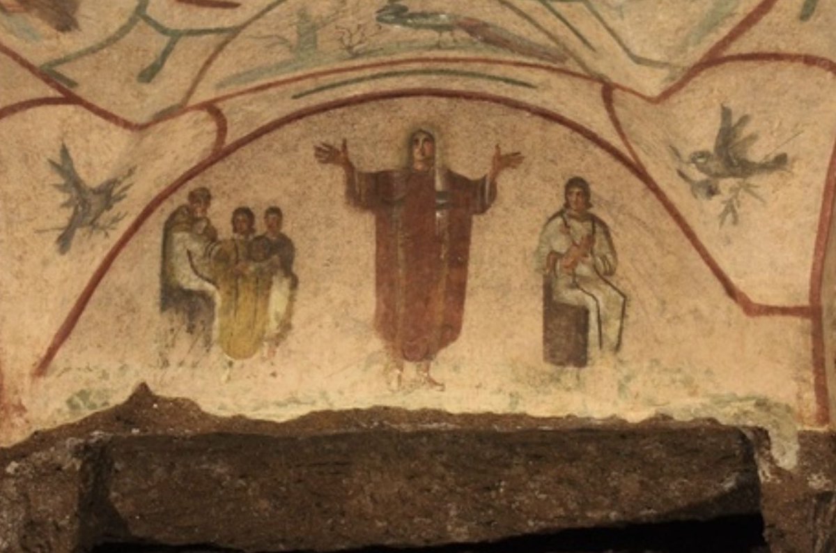 strategywoman's tweet image. I didn’t know it.
Catacomb Christian art (2nd–4th c.) comes from underground burial sites outside ancient Rome.
Made during persecution, it used symbols to speak of faith, salvation, hope.
I study it in Ukrainian art course, as Kyivan Rus absorbed much from Byzantium, which…