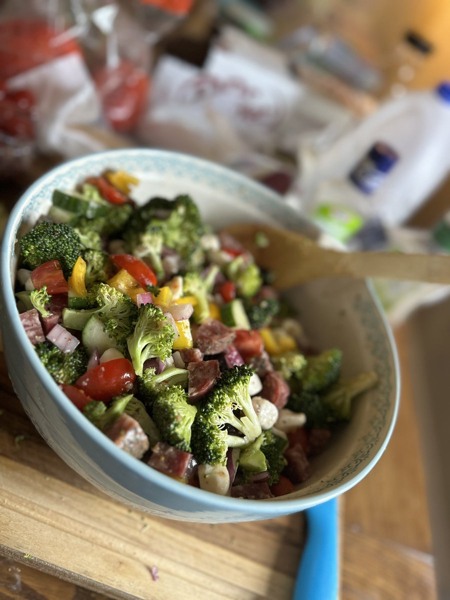 Made my Italian grinder salad with broccoli instead of 4 cheese tortellini to be healthier! #almostketo #Keto