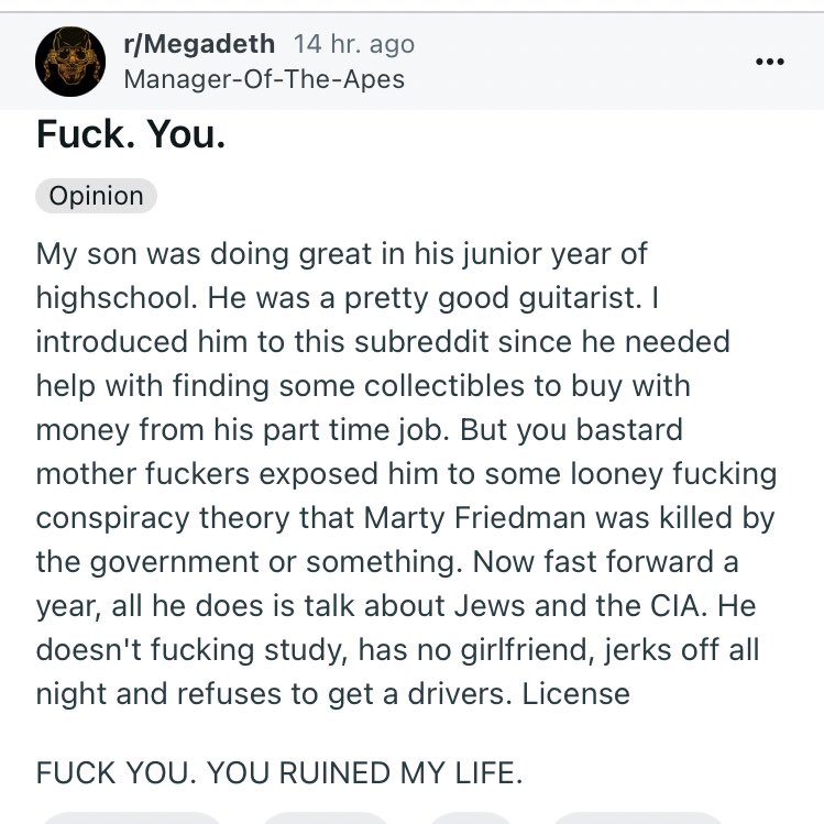 What even is r/Megadeth at this point.