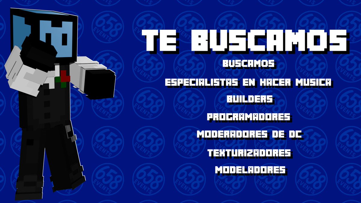 ikercrack658's tweet image. TE BUSCAMOS
Buscamos:
- Especialistas en hacer musica🎶
- Builders 🧱
- Programadores 🖥️
- Moderadores🛡️
- Texturizadores🖌️
- Modeladores 🎨