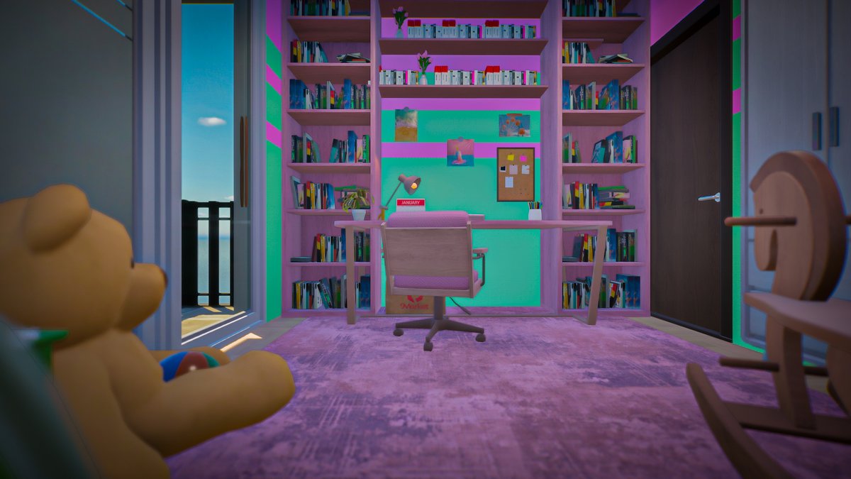 VioletSylphkat's tweet photo. This was my childhood bedroom, the place that holds all my prominent memories. I'd give anything to step back in and see it just as it was, my old bed, toys, and all the hidden candy I put under the bed as a child 😉🍬 Can you guess my favorite colors? 🤣 #inZOI #BuildtoRemember https://t.co/Iox1PLXF1D