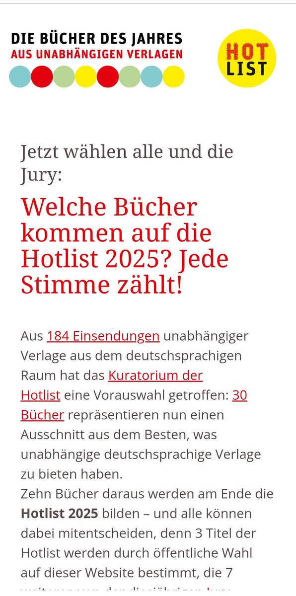 Ukrainki_UA's tweet image. hotlist-online.com
Hier ist eure Mithilfe gefragt: das Buch von Victoria Amelina hat es auf die longlist der Hotlist 2025 geschafft. Bitte stimmt dafür ab und erhöht die Sichtbarkeit der ukrainischen Opfer des ru Angriffskrieges und der ukrainischen SchriftstellerInnen. /Ch