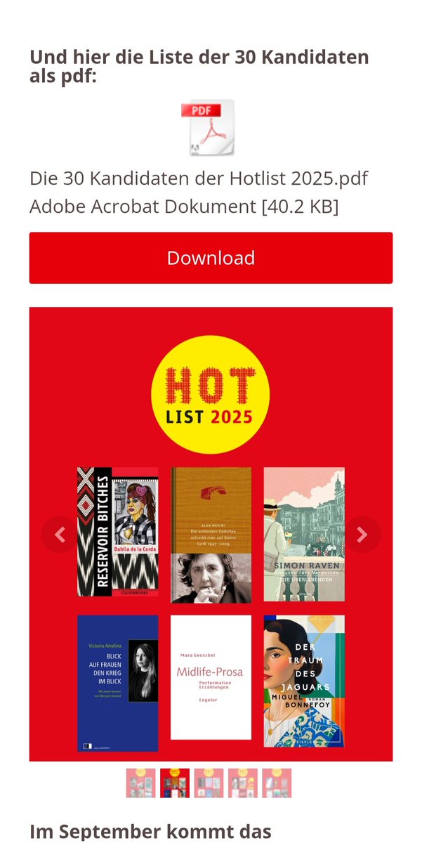 Ukrainki_UA's tweet image. hotlist-online.com
Hier ist eure Mithilfe gefragt: das Buch von Victoria Amelina hat es auf die longlist der Hotlist 2025 geschafft. Bitte stimmt dafür ab und erhöht die Sichtbarkeit der ukrainischen Opfer des ru Angriffskrieges und der ukrainischen SchriftstellerInnen. /Ch