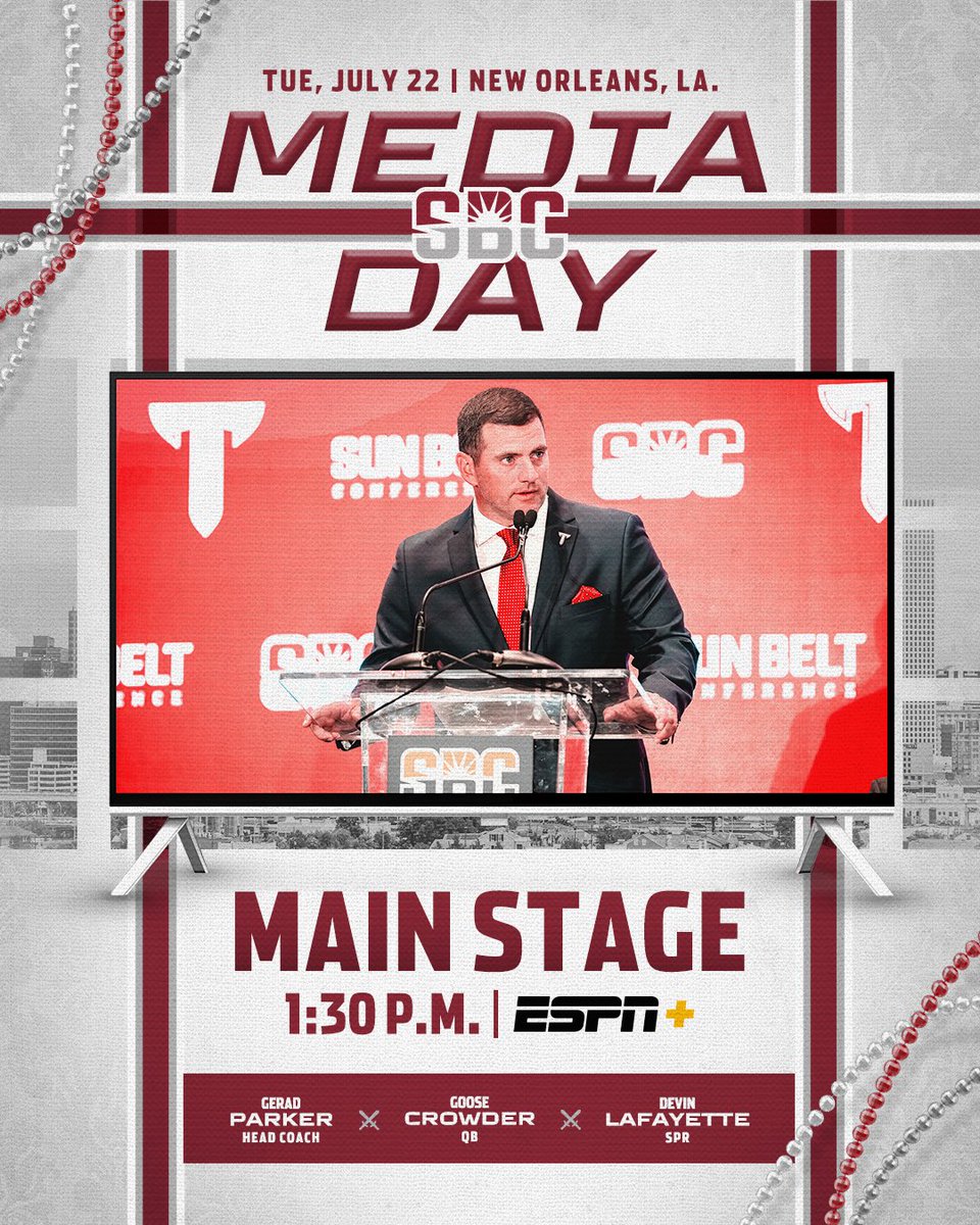 Clear your calendar Tuesday afternoon as we take on NOLA and <a href="/SunBelt/">Sun Belt</a> Media Day.