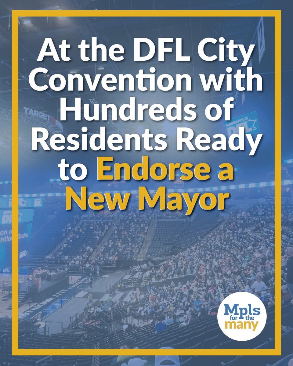 mplsforthemany's tweet image. We’re excited to be at the Target Center for the DFL Convention with hundreds of people from across Mpls ready to endorse a new mayor.
After 2 failed terms from Mayor Frey, the arena is full of people ready for a new mayor who will stand with progressives across the city.