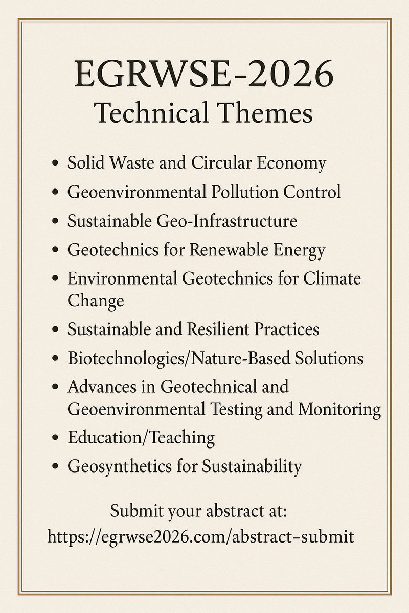 For details, check the conference website at: egrwse2026.com
