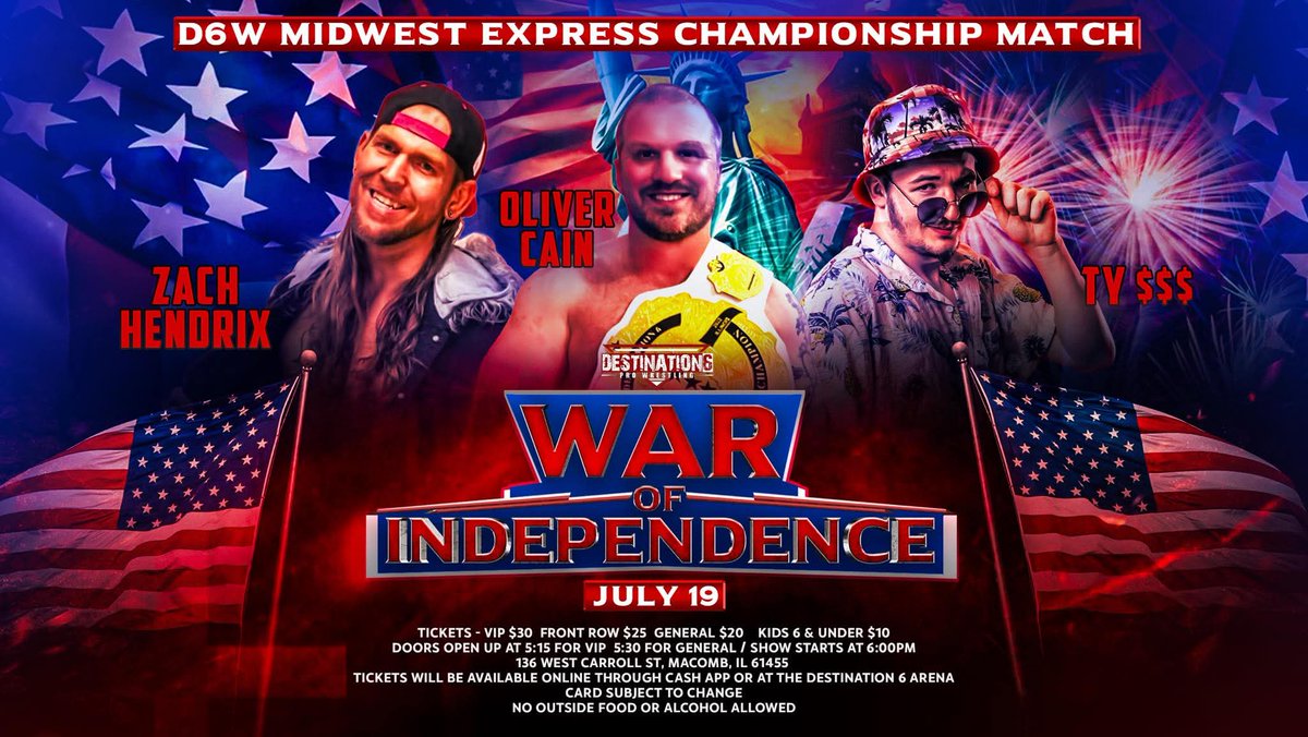 zhendrixbrand's tweet image. Tonight!
Watch me become the new Destination Six Midwest Express Champion!
#GGRE #countryair #mamasfavorites #outtatownshooters #prowrestling #indiewrestling #destination6 #andnew #takeawhiff