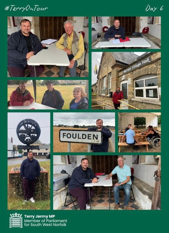 Today, I’ve been in Foulden, Gooderstone, Beachamwell, Narborough and Marham for day six of my summer listening tour, meeting with residents.

Throughout the tour so far, I have visited 28 villages across the constituency!

#SouthWestNorfolk #TerryOnTour