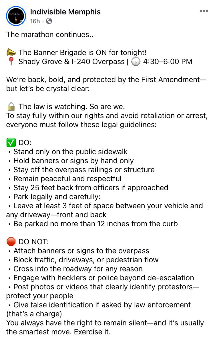 🚨Taylor 1; Indivisible Memphis - 0🚨 I am pleased to announce that yesterday’s weathered purple-haired hippy “Banner Brigade” was much smaller and followed the law! This is after I urged authorities to uphold law and order after my constituents reached out saying their driveways