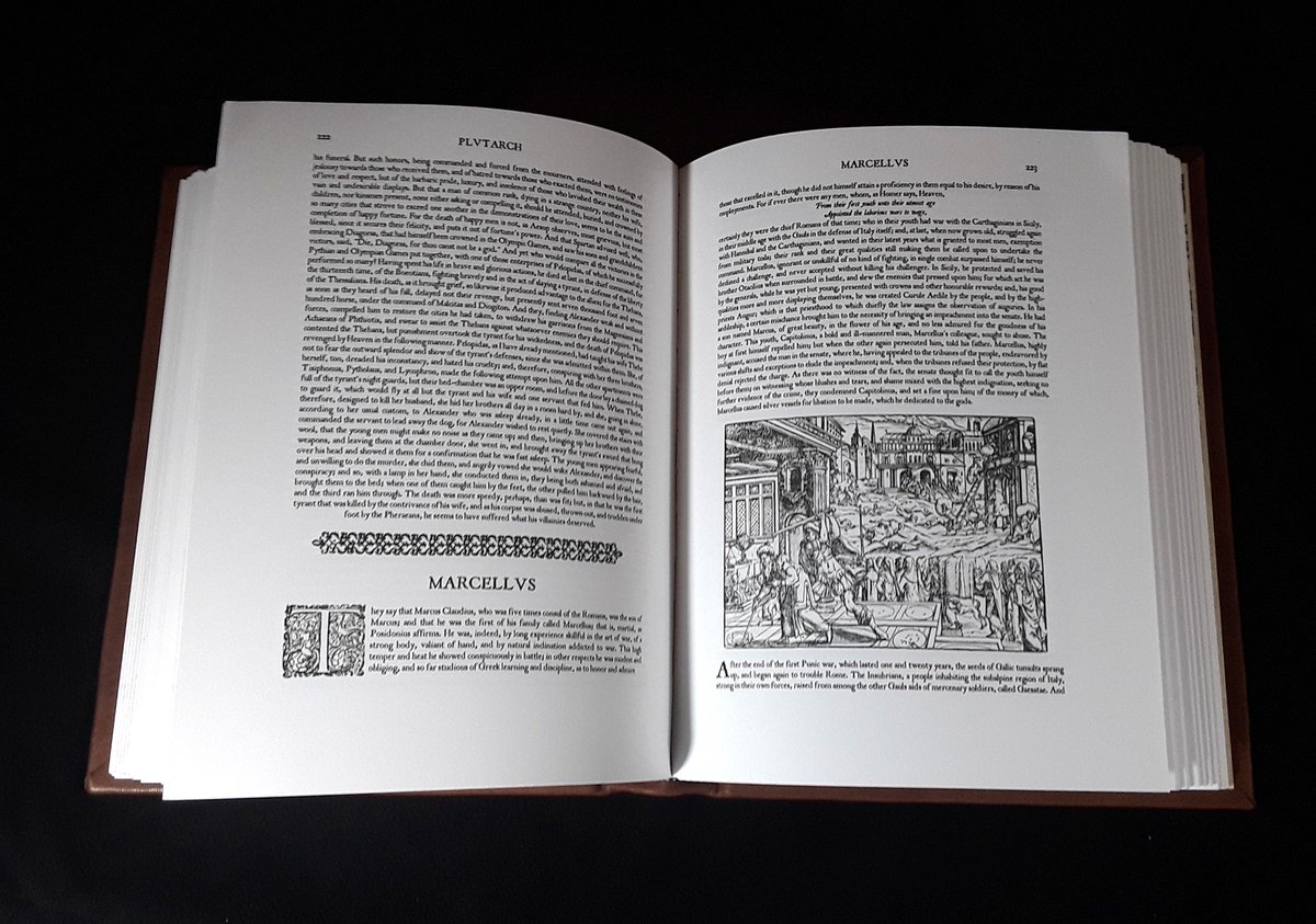 AHomelyHouse's tweet image. That said, I have pulled off a few editions for the home library that are pretty cool. This one is from 2020, Plutarch's Lives in two volumes, with 16th century woodcuts.