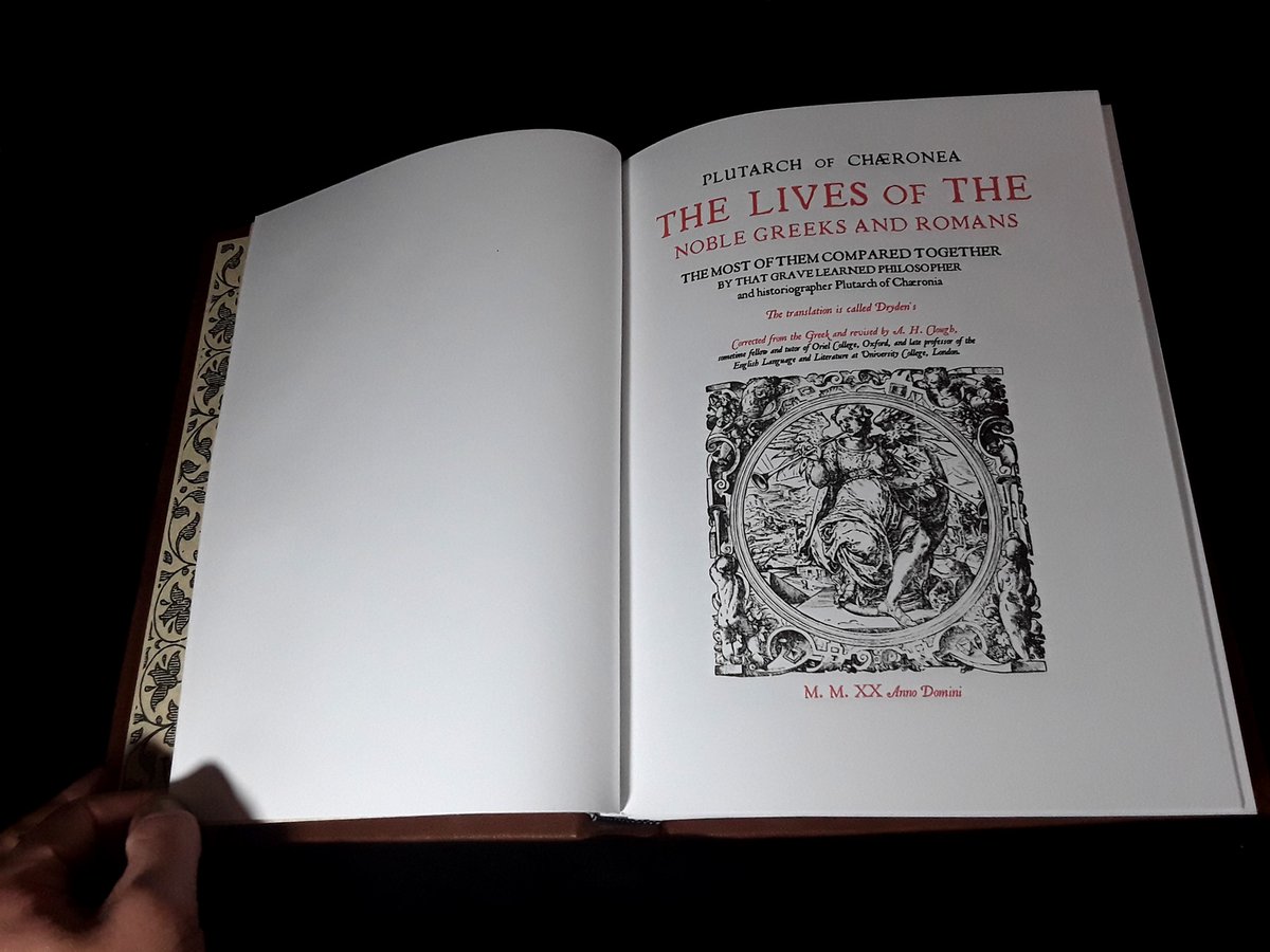 AHomelyHouse's tweet image. That said, I have pulled off a few editions for the home library that are pretty cool. This one is from 2020, Plutarch's Lives in two volumes, with 16th century woodcuts.