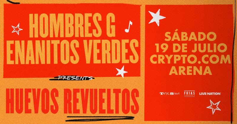 Enanitos Verdes (@enanitosoficial) on Twitter photo 🎤🥚 ¡Hoy es el último concierto de la Gira #HuevosRevueltos2!
Nos despedimos de esta aventura increíble junto a <a href="/HombresG/">Hombres G Oficial</a> en el <a href="/cryptocomarena/">Crypto.com Arena</a> de Los Ángeles 🎸🔥 Gracias por acompañarnos en cada ciudad. ¡Vamos con todo esta noche! 💚🇺🇸 #LosEnanitosVerdes #RockEnEspañol 🎤🥚 ¡Hoy es el último concierto de la Gira #HuevosRevueltos2!
Nos despedimos de esta aventura increíble junto a <a href="/HombresG/">Hombres G Oficial</a> en el <a href="/cryptocomarena/">Crypto.com Arena</a> de Los Ángeles 🎸🔥 Gracias por acompañarnos en cada ciudad. ¡Vamos con todo esta noche! 💚🇺🇸 #LosEnanitosVerdes #RockEnEspañol
