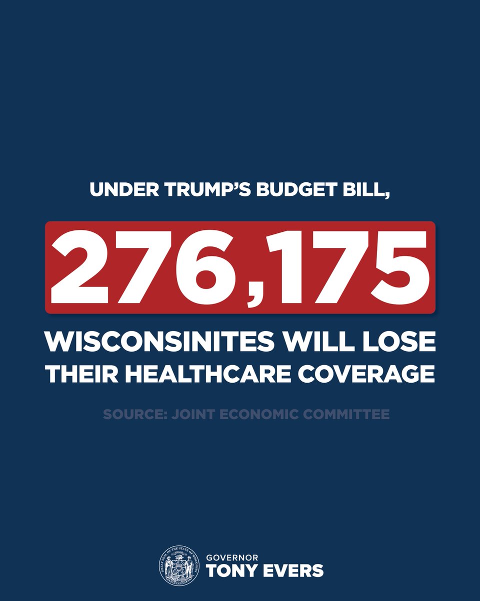GovEvers's tweet image. Republicans' vote to cut popular programs like Medicaid will have a devastating impact on working families, kids, and seniors across our state—all so Republicans could pay for tax breaks for wealthy millionaires and billionaires.