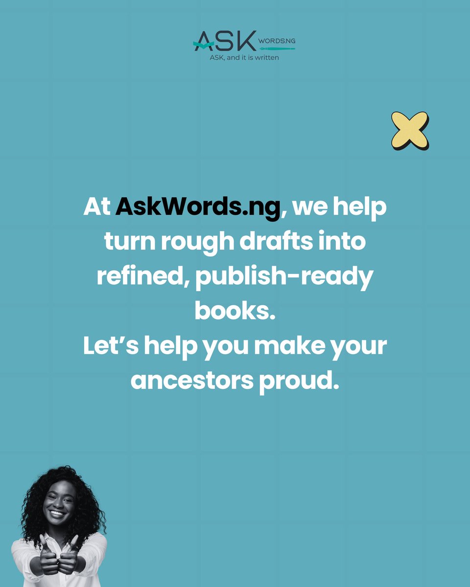 askwordsng's tweet photo. Your book deserves better. Your ancestors demand it.

Let’s help you make them proud.

At https://t.co/biZnv01vXT, we take your draft and turn it into a masterpiece, edited, proofread, and polished to perfection.

#AskWordsNG #BookEditing  #ThoughtLeadership #GhostwritingExperts https://t.co/MgLIdCmOSi