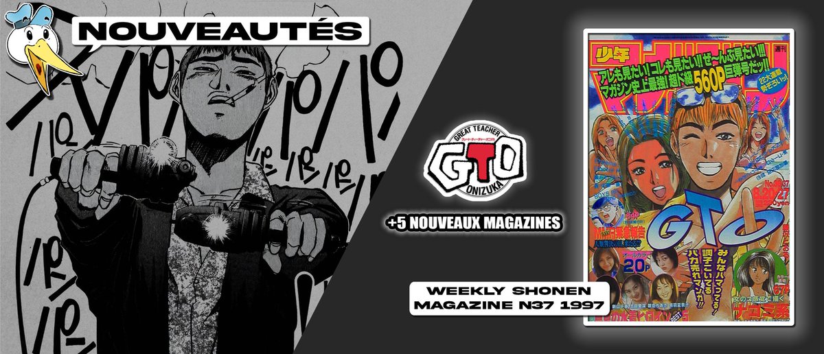 konotoree's tweet image. GTO / Young GTO 🚬
Bonsoir l'équipe,
Le grand Onizuka est de retour en boutique avec 5 magazines, de 1992 à 1999 ! 🔥
C’est dès maintenant disponible sur le site : konotoree.com