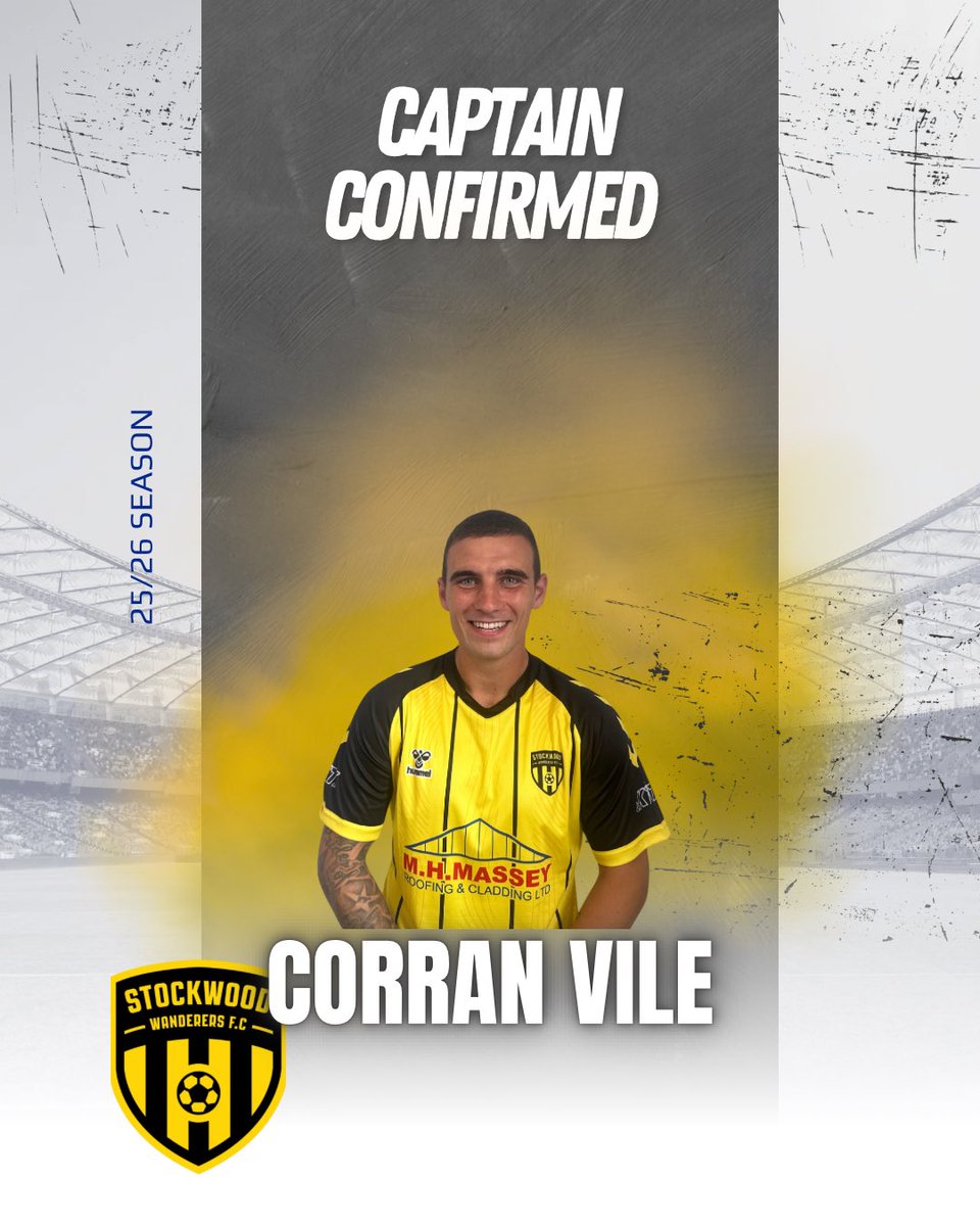 ⚫️🟡 We can now also announce our captain  and vice captain for the first team for the 25/26 season, midfield general Corran Vile, an almost ever present in midfield over the last 5 years, he makes the step up from vice captain.  💪