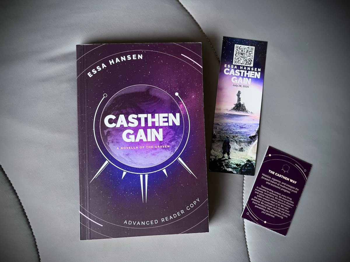 EssaHansen's tweet image. ARC copies of my novella Casthen Gain are landing in reviewers’ hands now! The finished book releases on the 28th—a fun, imaginative, adventurous escape for readers during these stressful times.
Pre-order here 💜 books2read.com/b/mZkvWl