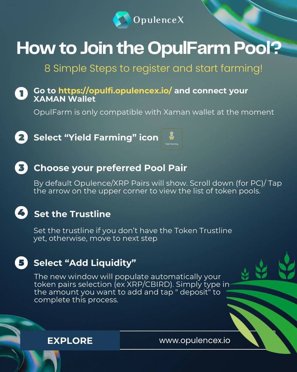 3rdEye_XRP's tweet image. Old 3rd Eye had a farm, E-I-E-I-Ohhh…
And on that farm he farmed some yield, E-I-E-I-Wooaaaah!
With a crop crop here, And a stack stack there, Here a pump, there a pump, passive gains everywhere…
Old 3rd Eye’s @_OpulenceX pool is now live, E-I-E-I-Ohhh. With 23 million…