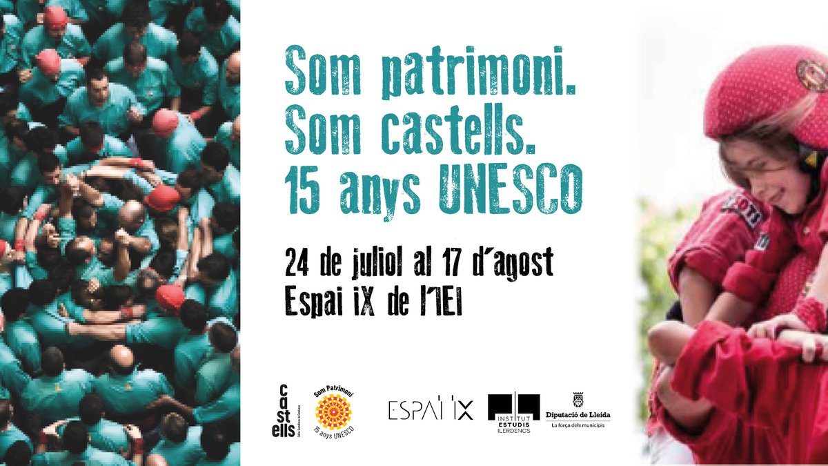 INSTITUT D'ESTUDIS ILERDENCS (@ieilleida) on Twitter photo Dijous inaugurem nova exposició!
📸 Som patrimoni. Som castells
15 anys del reconeixement UNESCO als castells, en imatges que expliquen una història col·lectiva.
🗓 24/07
🕗 19 h
📍 Espai iX
🎟️ Entrada lliure
Una exposició itinerant de <a href="/CastellsCat/">Coordinadora de Colles Castelleres</a>
+ℹ️iei.cat/ca/administrac… Dijous inaugurem nova exposició!
📸 Som patrimoni. Som castells
15 anys del reconeixement UNESCO als castells, en imatges que expliquen una història col·lectiva.
🗓 24/07
🕗 19 h
📍 Espai iX
🎟️ Entrada lliure
Una exposició itinerant de <a href="/CastellsCat/">Coordinadora de Colles Castelleres</a>
+ℹ️iei.cat/ca/administrac…