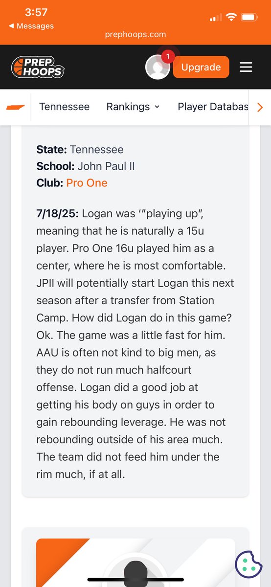 Pleasure to play up with <a href="/ProOneSelect/">Pro One Basketball Club</a> for the first time ever this weekend, and appreciate the <a href="/PrepHoopsTN/">Prep Hoops Tennessee</a> article written about me and thank you for the feedback .