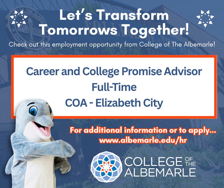 Want to "Transform Tomorrows"? We’re hiring!  
🐬🐬🐬
Please visit the link below for more details on this job posting and to submit your resume. ⏬
schooljobs.com/careers/albema…

#TransformYourTomorrow