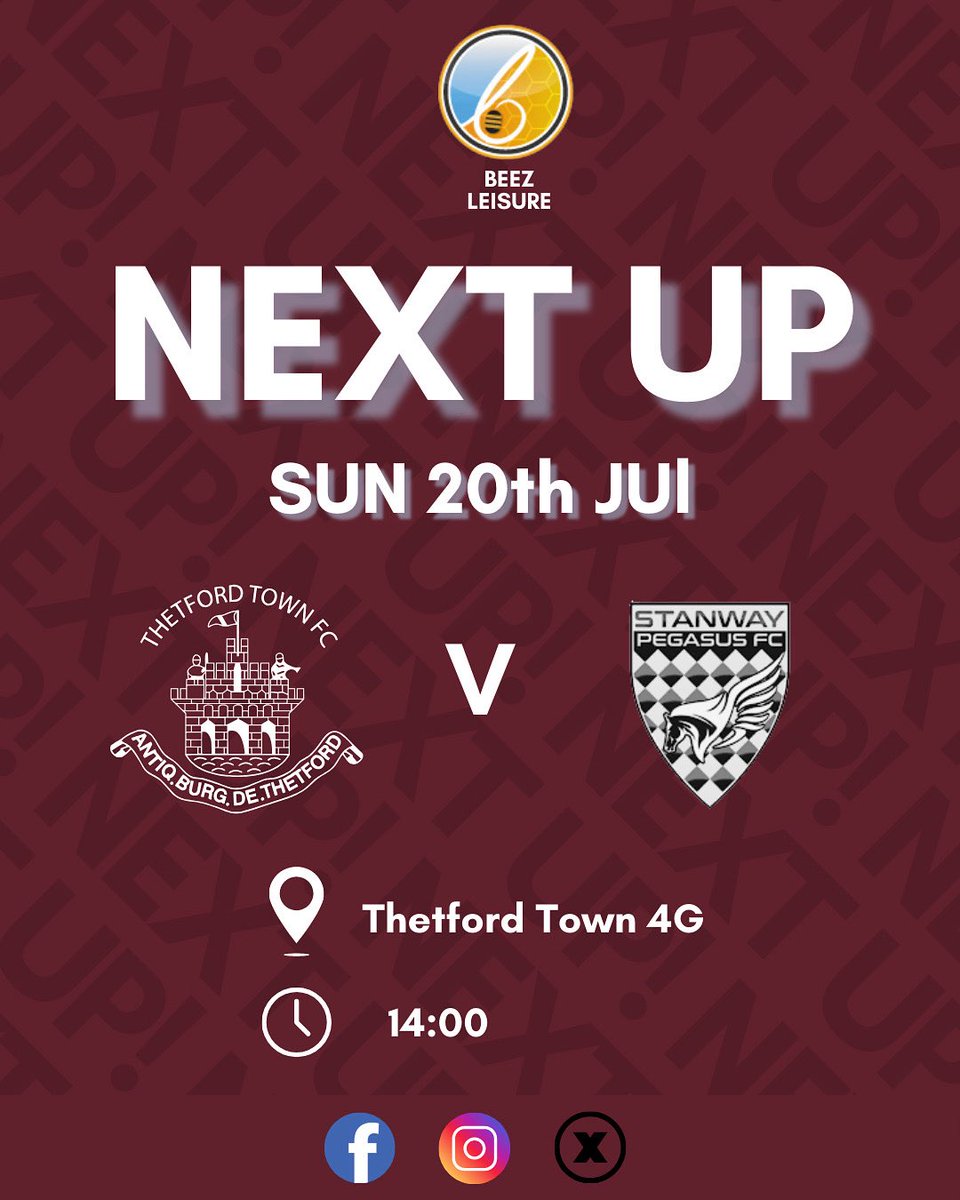 ❗️Pre-Season Friendly ❗️

Tomorrow we host Stanway Pegasus
📍Thetford Town 4G
⏰ KO 2PM

Spectator entry via Leisure Centre car park.
Let’s get behind the ladies! 

💙💜