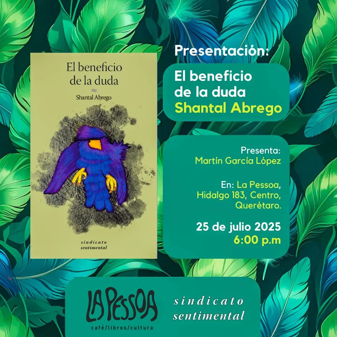 #Querétaro

Me daría mucho gusto verlos en la primera presentación de El beneficio de la duda 🐦

Espero que podamos coincidir en la <a href="/cafebrepessoa/">lapessoa_</a>, a quienes les agradezco mucho el espacio 

Gracias por compartirlo con sus amistades :)