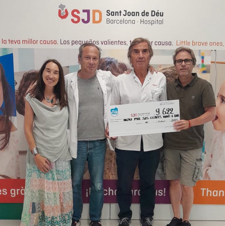La 10a edición de la carrera solidaria por la #PKU ha conseguido 9.622€ para el HOSPITAL SANT JOAN de DÉU BARCELONA. Donación a favor de la investigación de las enfermedades metabólicas hereditarias #Sitges  <a href="/SJDbarcelona_es/">Hospital Sant Joan de Déu Barcelona ES</a> #PKU