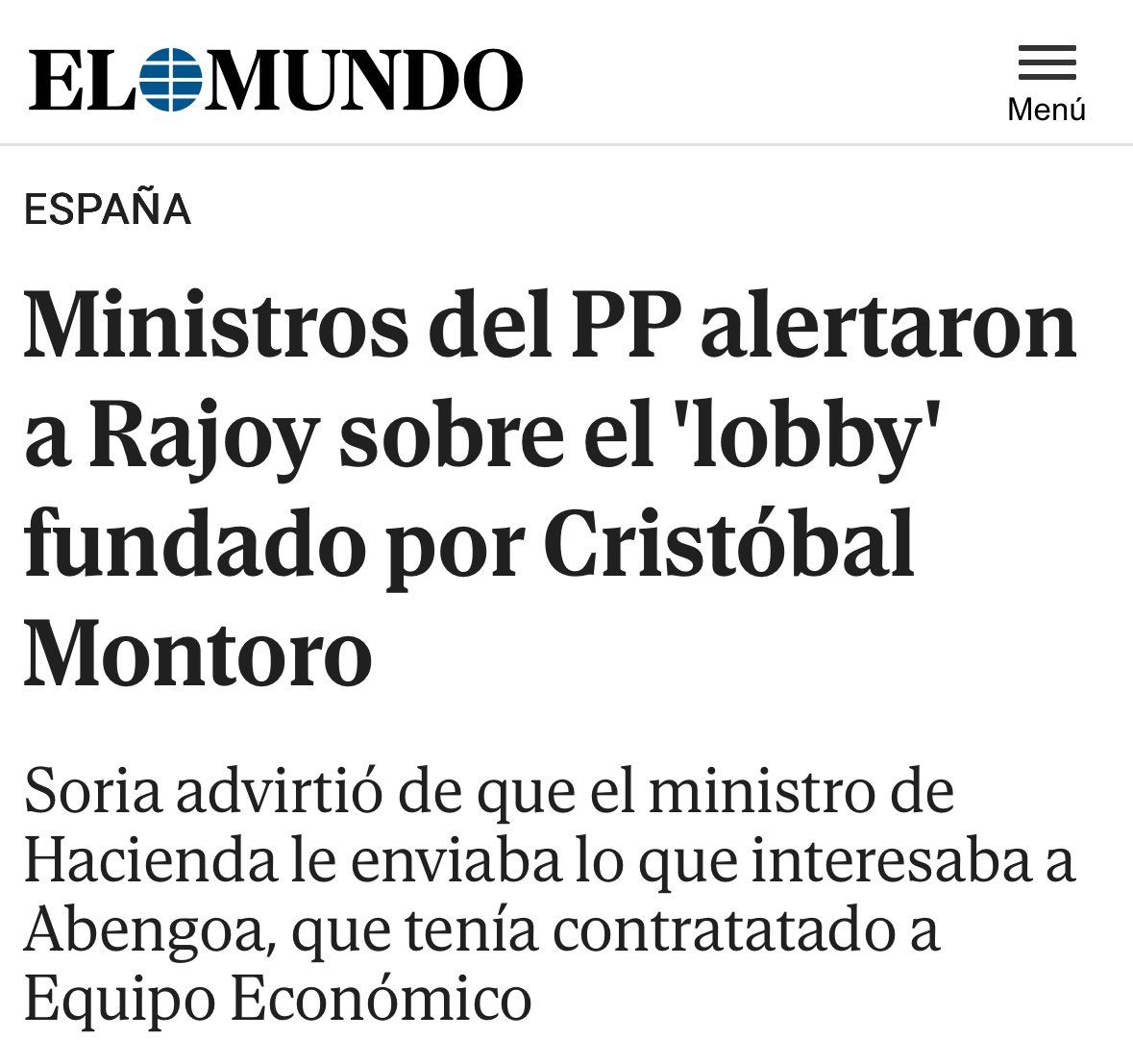 Soria, el ministro que tenía sociedades en paraísos fiscales, alertó a M. Rajoy de que el negocio montado por Montoro olía mal.

El PP tiene la corrupción en el ADN.