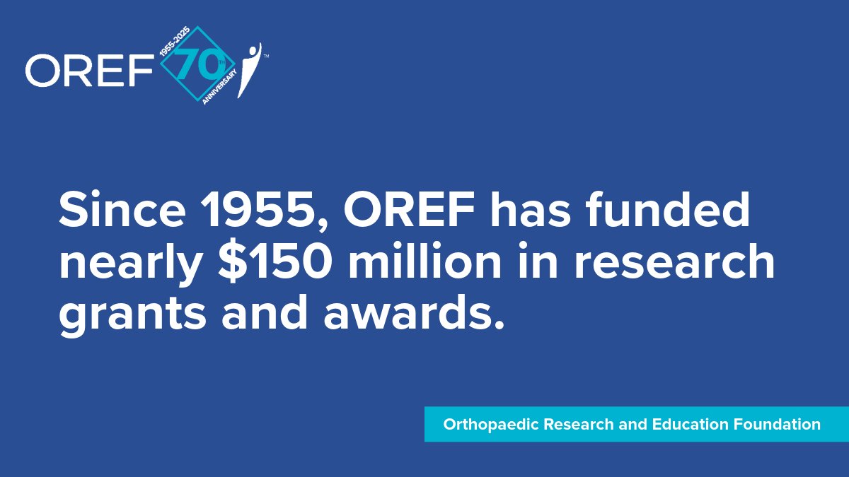 OREFtoday's tweet image. OREF Turns 70! 

Thanks to our donors, OREF has funded nearly $150 million in research grants and awards, supporting research that has changed clinical practice and improved patient outcomes. 

Look through our timeline here: bit.ly/oref-timeline