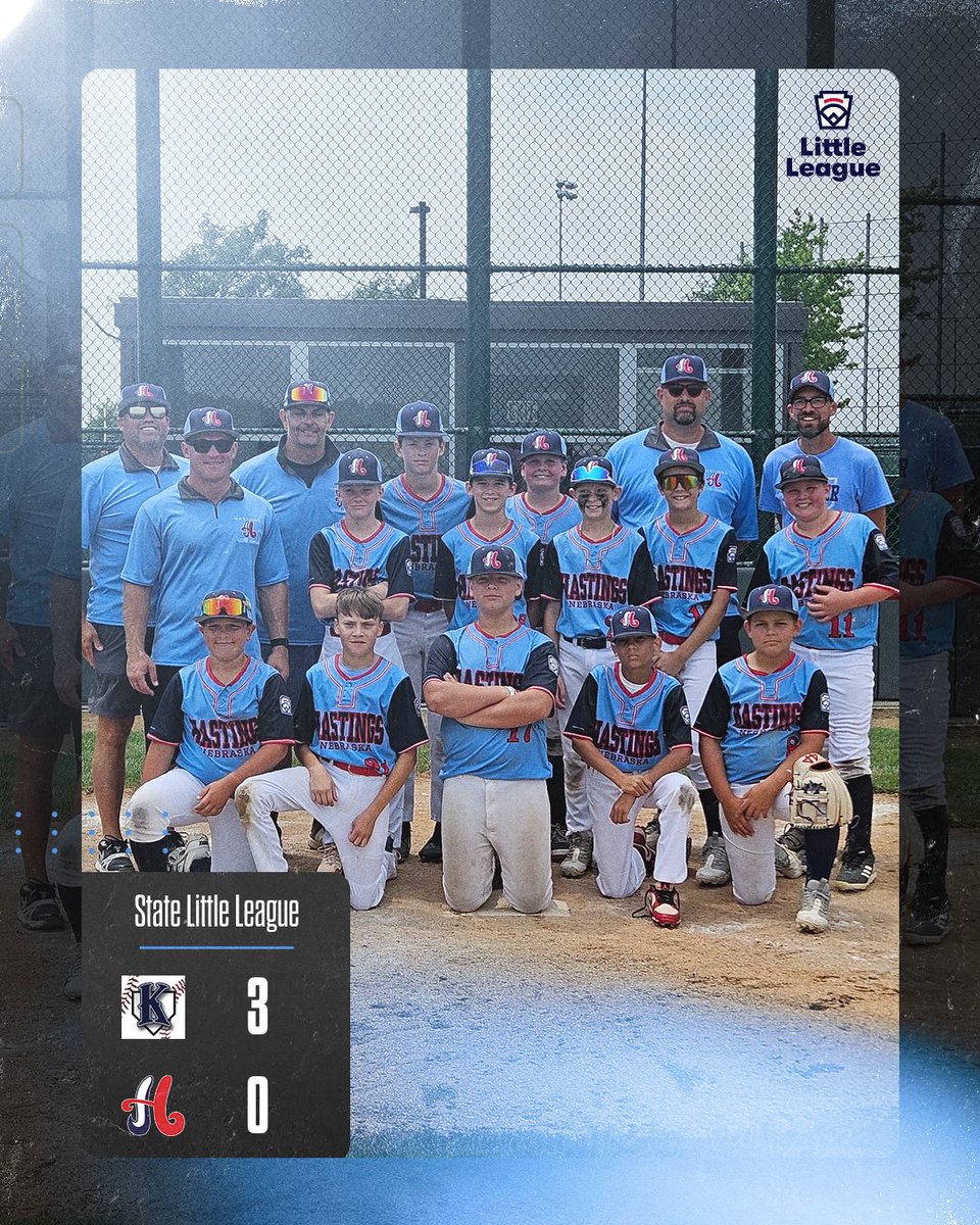 Nebraska State Little League Tournament
Patriot Park - Kearney

Final
Kearney Little League - 3
Hastings Little League - 0

Hastings falls to Kearney in an elimination game to finish 3rd at the State Little League Tournament.