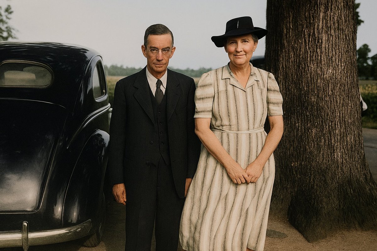 Mod2Severe's tweet image. My wife's grandparents on her father's side, in Pine Level, NC.
Retouched by AI in under two minutes.