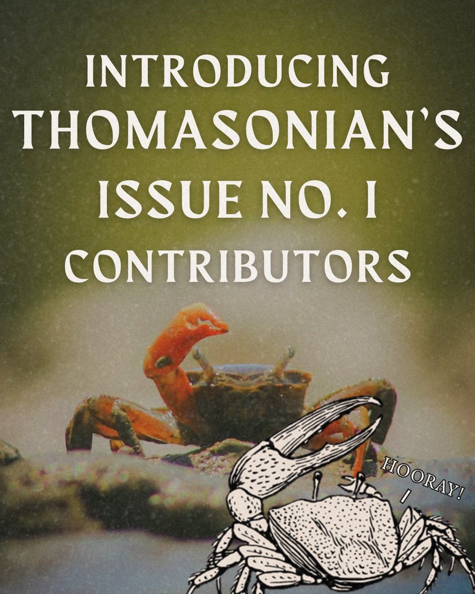 The Thomasonian Team is STOKED to announce the contributors for our inaugural issue releasing later this summer!

Thank you to everyone who has submitted to us. It’s been so lovely looking at each and every piece!
