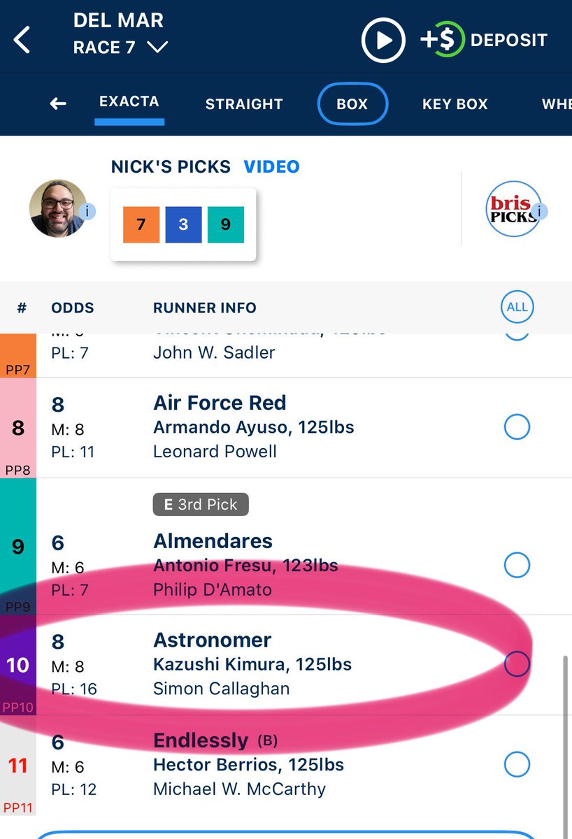 UofLSheriff50's tweet image. Definitely betting the #10 in the 7th at Del Mar today