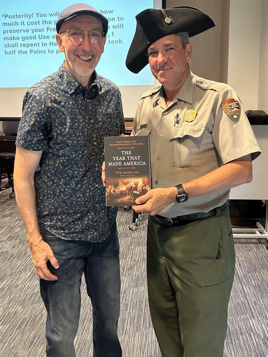TomMcMillan63's tweet image. Had a great time speaking about “The Year That Made America” to the staff and volunteers at Fort McHenry in Baltimore on Saturday. Thanks to Ranger Tim for wearing his Minuteman hat to introduce me! Great audience!