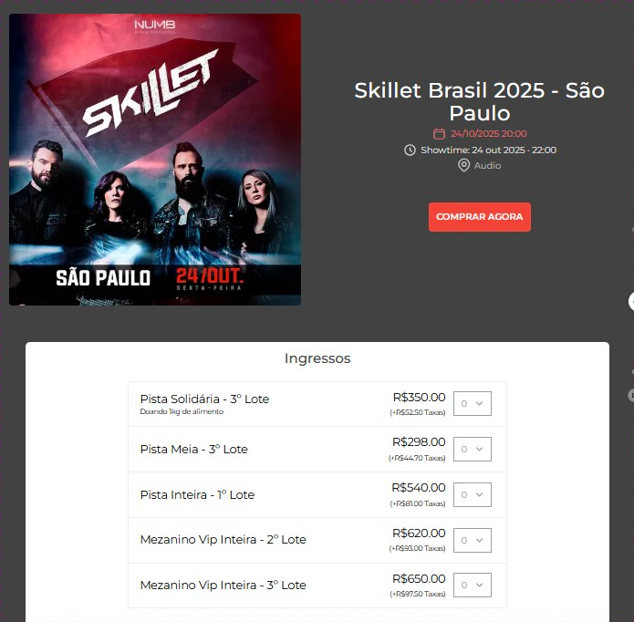 Hanike's tweet photo. LOVE @skilletmusic One of my favorite bands; meaningful lyrics, real music.
But the prices your local producer's charging for tickets are an insult to your fans, to say the least! Almost the price of a festival!
Minimum wage in Brazil is under US$270; flights are also expensive.. https://t.co/1wbeb9DUyS