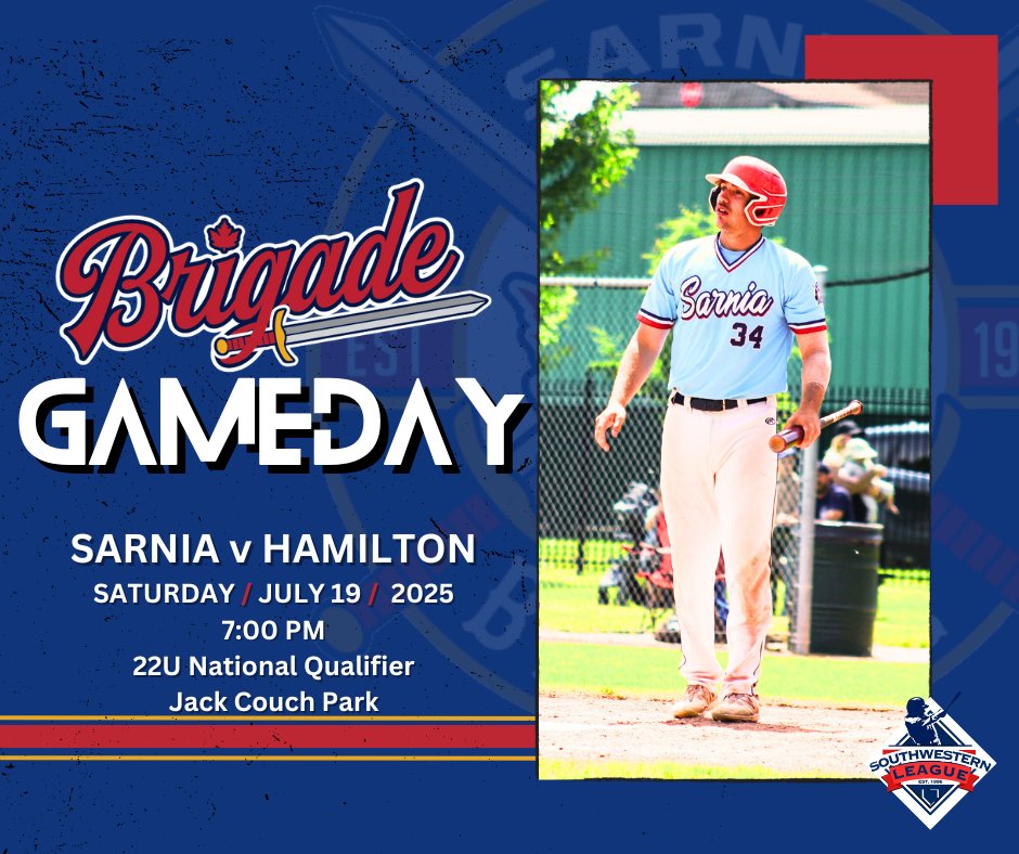 Sarnia faces Hamilton at 7pm this evening in the undefeated game of the 2025 OBA National Qualifier. ⚔️