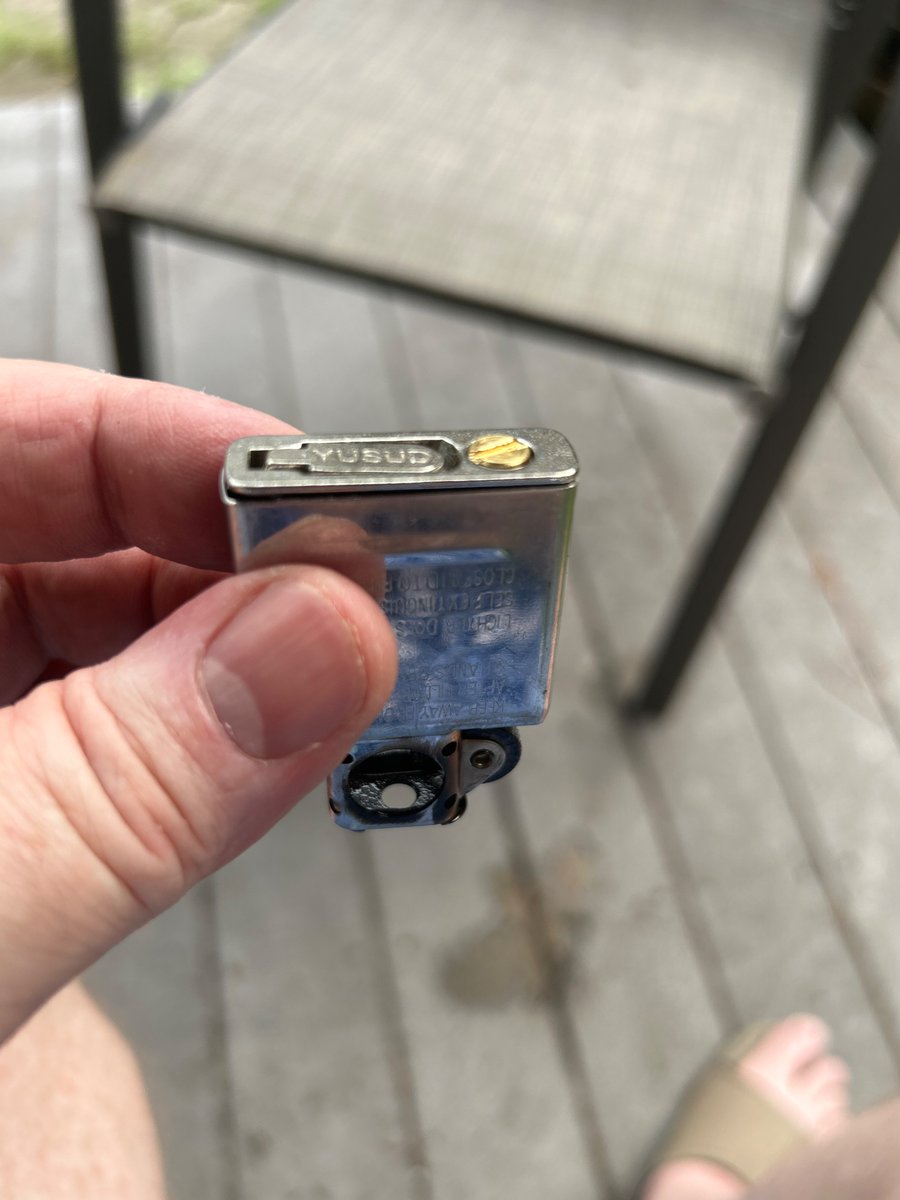 Papijoe62's tweet image. I’m a geek for after market gear, this doohickey seals the bottom of my pipe Zippo to prevent evaporation of the lighter fluid and has a handy access port for refilling.