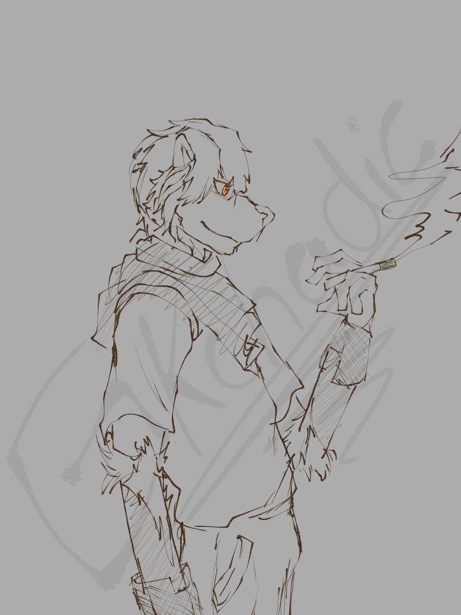 Sketch of 15 min.
(No está fumando :v)
#furry #art #arte