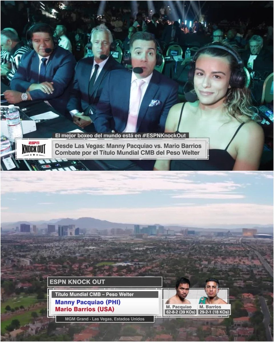 fd_mardoqueu's tweet image. Agora Ao Vivo o #ESPKnockout Direto de Las Vegas! π₯
ποΈπ§π·: @hugobotelho67 & @EduardoOhata
ποΈπ²π½: @BarbosaBox, @ChavaESPN, @RenatoBermudez y @Mariale_Esp
#PacquiaoBarrios #DisneyPlus #EspnNoDisneyPlus