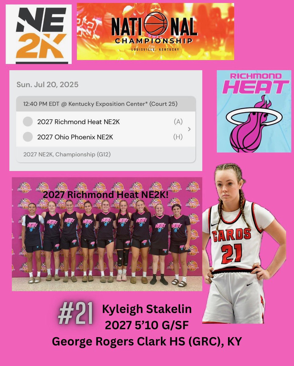 Kyleigh Stakelin (@kyleighstakelin) on Twitter photo Made it back from Mexico, just in time to join my team back on the court for the <a href="/NE2KHoops/">NE2KHoops</a> tournament at nationals! Here’s my schedule for Sunday! <a href="/RichmondHeat1/">RichmondHeat</a> <a href="/grc_hoops/">GRC Hoops</a> <a href="/riseupsports1/">Rise Up Sports Media</a> <a href="/PGHAkeem/">Akeem Webb</a> <a href="/PGHKentucky/">Prep Girls Hoops Kentucky</a> <a href="/Ohio_Basketball/">OhioBasketball.com</a> Made it back from Mexico, just in time to join my team back on the court for the <a href="/NE2KHoops/">NE2KHoops</a> tournament at nationals! Here’s my schedule for Sunday! <a href="/RichmondHeat1/">RichmondHeat</a> <a href="/grc_hoops/">GRC Hoops</a> <a href="/riseupsports1/">Rise Up Sports Media</a> <a href="/PGHAkeem/">Akeem Webb</a> <a href="/PGHKentucky/">Prep Girls Hoops Kentucky</a> <a href="/Ohio_Basketball/">OhioBasketball.com</a>