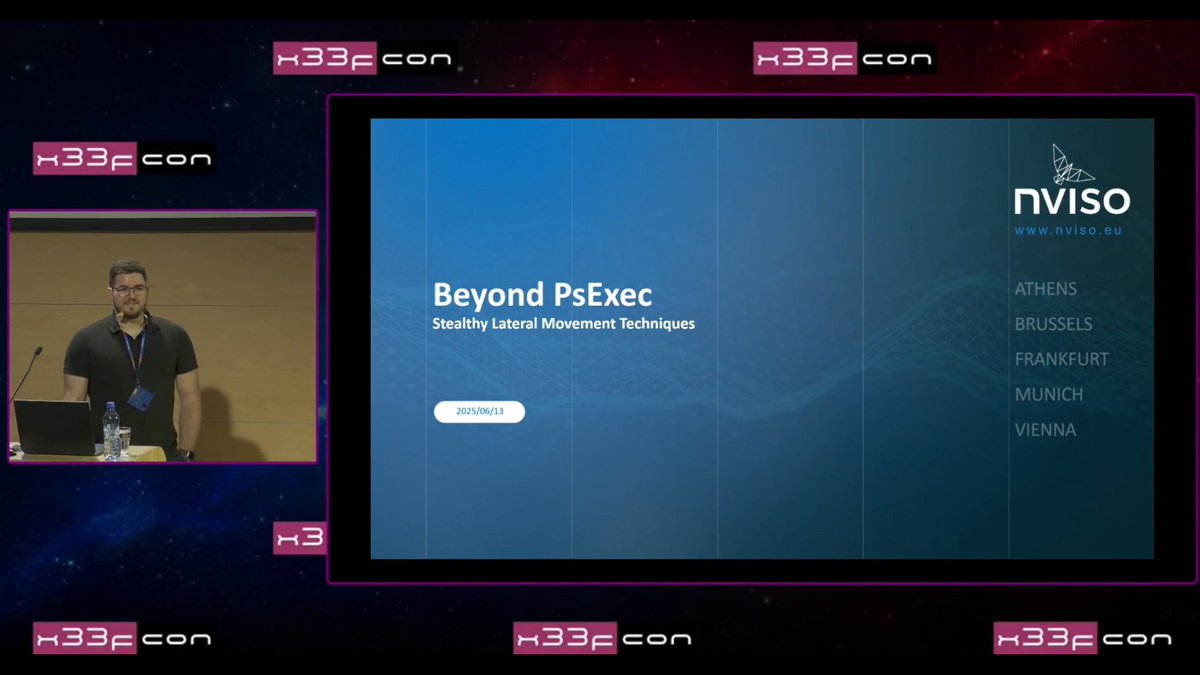 x33fcon's tweet image. #x33fcon 2025 talks: @kevin0x90 - Beyond PsExec - Stealthy Lateral Movement Techniques > youtu.be/C8i337_BdvE