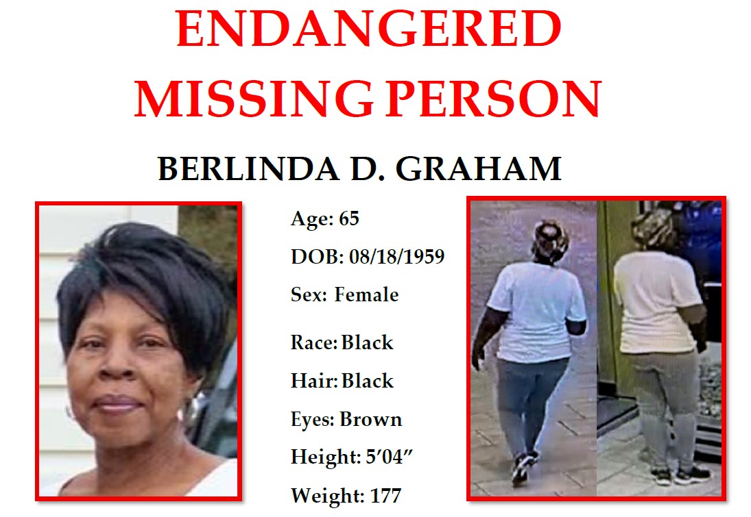 OrangeCoSheriff's tweet image. MISSING ENDANGERED ADULT: On July 18, 2025, Berlinda Graham was last seen by relatives leaving a hotel near Continental Gateway Drive and International Drive in Orlando, Florida.
Berlinda was wearing a white t-shirt, gray leggings, black and white sneakers, and a multi-colored…