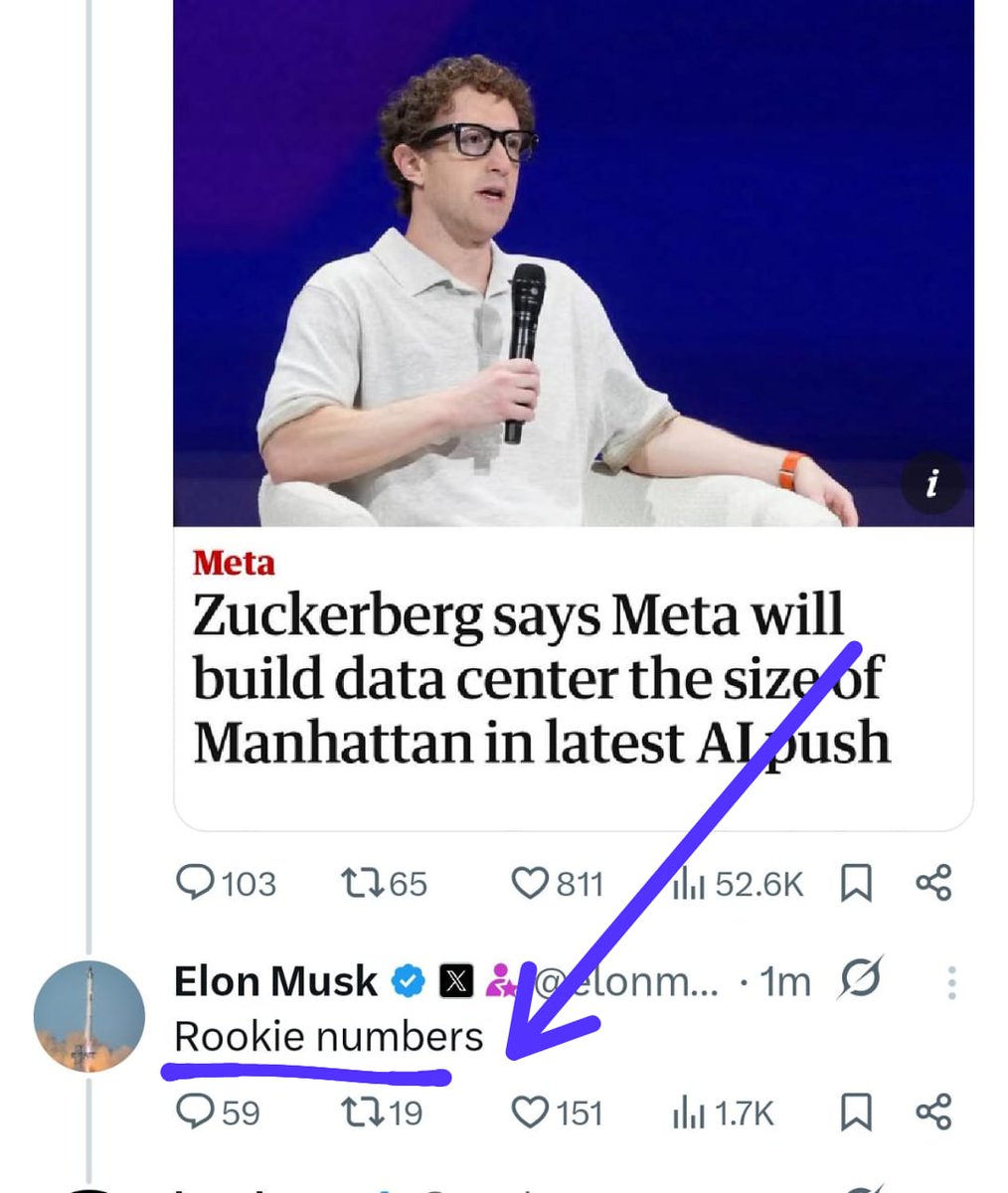 amXFreeze's tweet image. Zuckerberg says Meta will build a data center the size of Manhattan...
ELON says rookie numbers...👎❌
ELON has a plan to build a data center more than double the size of Manhattan...
More importantly Elon can build it faster than Zuckerberg can poach OpenAI researchers...…