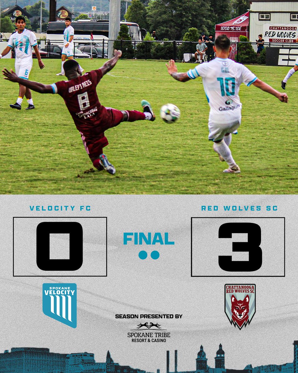 SpokaneVelocity's tweet image. Final vs. Chattanooga Red Wolves SC
#CHATvSPK #LeagueOne #LetsGoSpo #UpTheFalls #WelcomeToTheEdge #UnfinishedBusiness