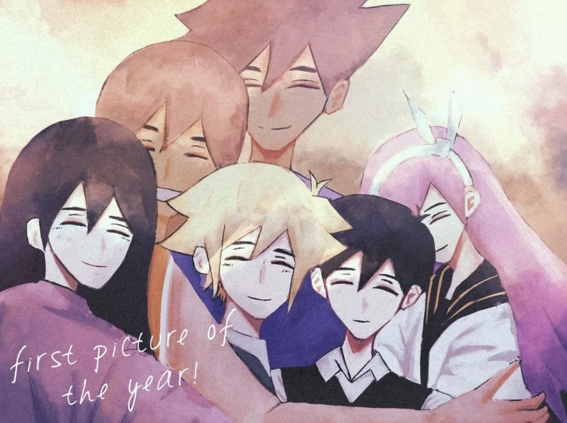 mikinitee's tweet image. i have no new sunny art to offer because i don't have the strength to draw for so long lately. but here is an old art where everyone gives sunny a huge hug to see how loved he is. :)
happy birthday, sunny.
#omori #OMORIFANART
