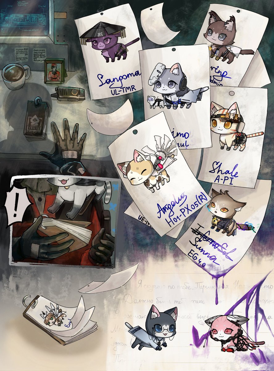 cybernoguchi's tweet image. A small notepad is lying on the table, it&apos;s filled with pictures of cats and their names
The owner refuses to forget them

#GirlsFrontline2Exilium #gfl2exiliumFanWorkContest